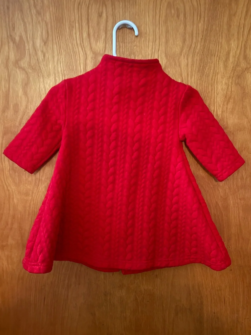 Blueberi Boulevard Red Baby Girl Dress Coat, Rhinestone Buttons, 3-6 months